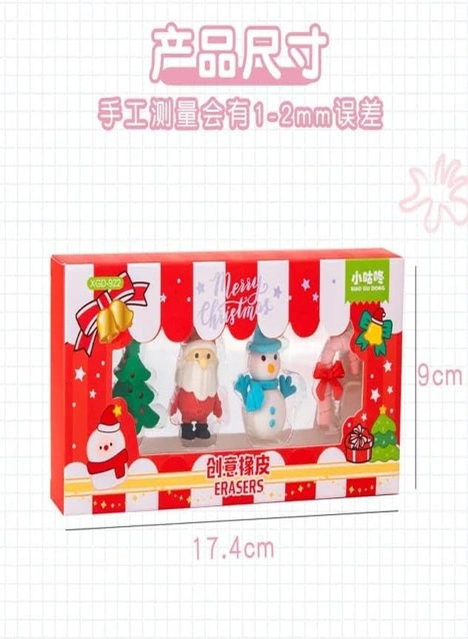 AMYCAUR Christmas Stylish 3D Santa Big Box Eraser Non-Toxic Smudge-Free Rubbers Cute Santa Erasers Christmas Gift for Kids Birthday Return Gift For Kids Santa Gift Set Stationery Gift for Kids (4 Pcs) - Image 2
